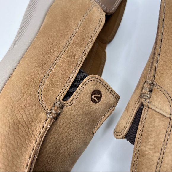 Clarks Men’s Gorwin Step Dark Sand Nubuck Suede Leather Slip On Loafers Shoes - Picture 12 of 14